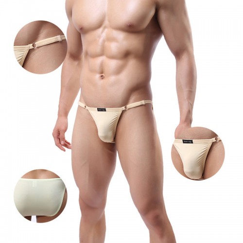 Sexy Crotchless Bikinis Pure Color Soft Nylon Briefs for Men Sexy Crotchless Bikinis Pure Color Soft Nylon Briefs for Men