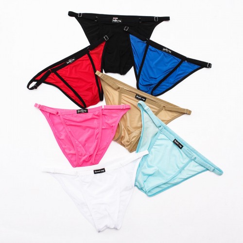 Sexy Crotchless Bikinis Pure Color Soft Nylon Briefs for Men Sexy Crotchless Bikinis Pure Color Soft Nylon Briefs for Men