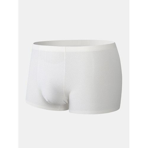 Mens Sexy Ice Silk Underwear Pure Color Mesh Holes Seamless Boxers Mens Sexy Ice Silk Underwear Pure Color Mesh Holes Seamless Boxers