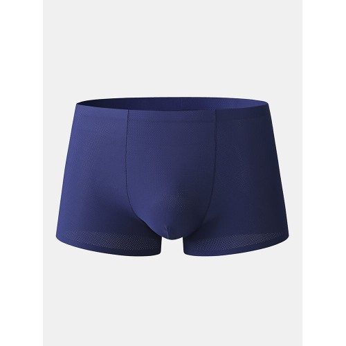 Mens Sexy Ice Silk Underwear Pure Color Mesh Holes Seamless Boxers Mens Sexy Ice Silk Underwear Pure Color Mesh Holes Seamless Boxers