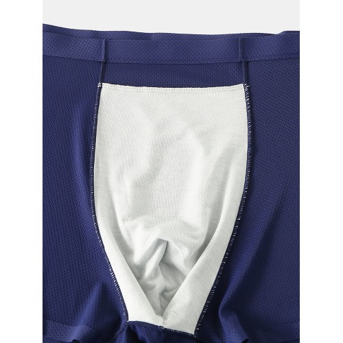 Mens Sexy Ice Silk Underwear Pure Color Mesh Holes Seamless Boxers Mens Sexy Ice Silk Underwear Pure Color Mesh Holes Seamless Boxers