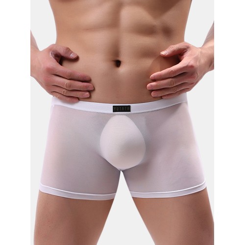 Ultra Thin Mesh Sexy See Through Mens Boxer Briefs Seamless Breathable Cool Underwear