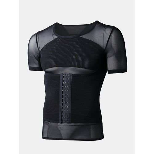 Men Mesh Breathable Compression Tops Adjustable Tummy Control Belt Slimming Underwear Shapewear Men Mesh Breathable Compression Tops Adjustable Tummy Control Belt Slimming Underwear Shapewear