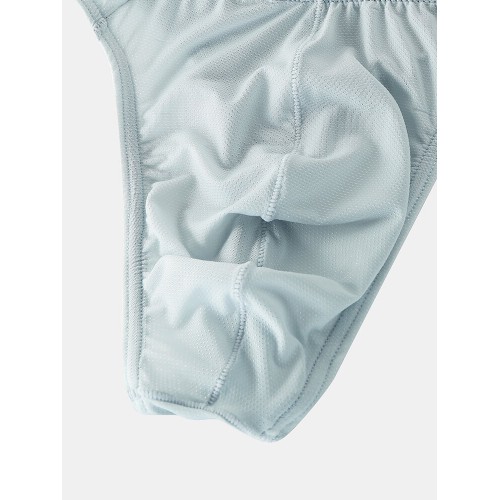 Men Sexy Nylon Mesh Breathable Low Waist Solid Color Bikini Briefs Men Sexy Nylon Mesh Breathable Low Waist Solid Color Bikini Briefs