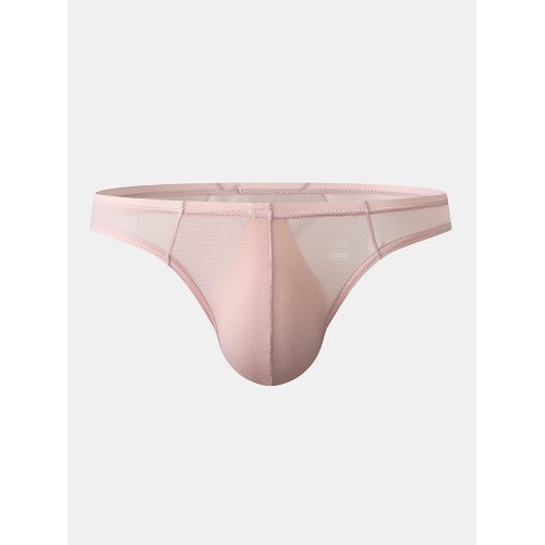 Men Sexy Nylon Mesh Breathable Low Waist Solid Color Bikini Briefs Men Sexy Nylon Mesh Breathable Low Waist Solid Color Bikini Briefs