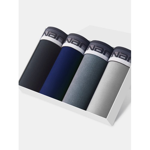 Multipacks Mens Pure Color Underpants Comfortable Breathable Boxer Briefs With Pouch