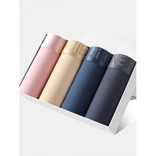 Multipacks Ice Silk Underwears Mesh Holes Breathable Antibacterial Boxer Briefs With Pouch