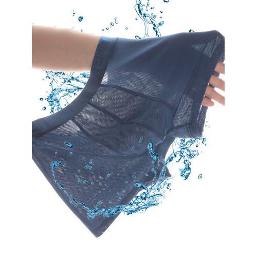 Multipacks Ice Silk Underwears Mesh Holes Breathable Antibacterial Boxer Briefs With Pouch Multipacks Ice Silk Underwears Mesh Holes Breathable Antibacterial Boxer Briefs With Pouch