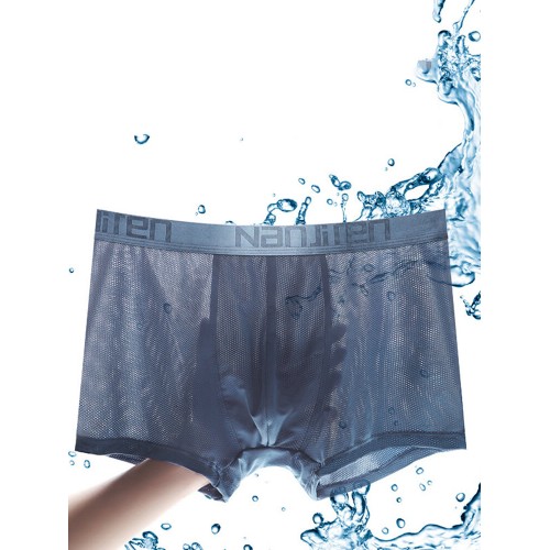 Multipacks Ice Silk Underwears Mesh Holes Breathable Antibacterial Boxer Briefs With Pouch Multipacks Ice Silk Underwears Mesh Holes Breathable Antibacterial Boxer Briefs With Pouch