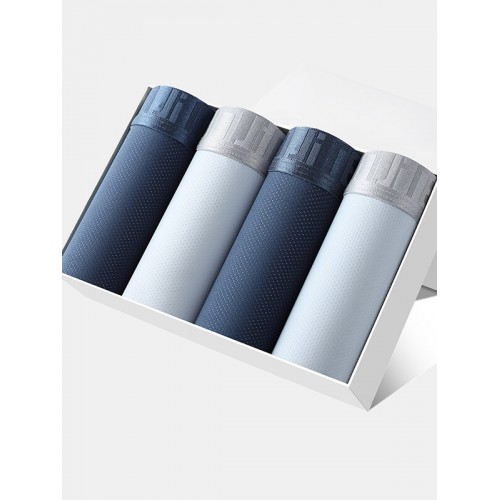 Multipacks Ice Silk Underwears Mesh Holes Breathable Antibacterial Boxer Briefs With Pouch Multipacks Ice Silk Underwears Mesh Holes Breathable Antibacterial Boxer Briefs With Pouch