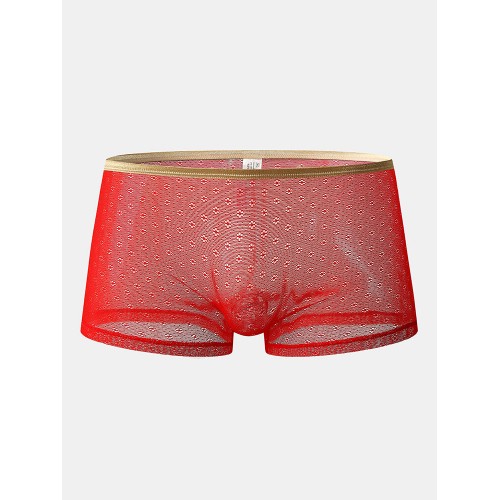 Mens Mesh Underwear Sexy See Through Lace U Convex Boxer Briefs Mens Mesh Underwear Sexy See Through Lace U Convex Boxer Briefs
