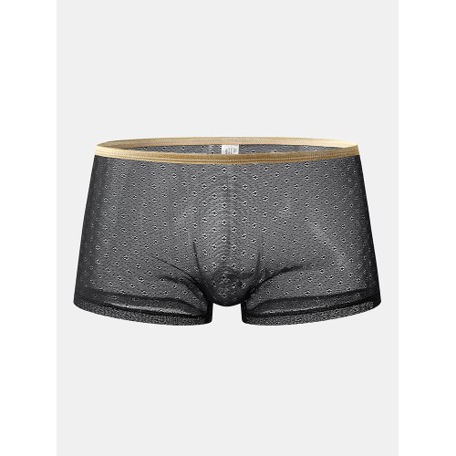 Mens Mesh Underwear Sexy See Through Lace U Convex Boxer Briefs Mens Mesh Underwear Sexy See Through Lace U Convex Boxer Briefs