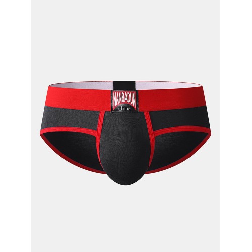 Cotton Comfy Patchwork Mens Underwear U Convex Breathable Low Waist Briefs Cotton Comfy Patchwork Mens Underwear U Convex Breathable Low Waist Briefs