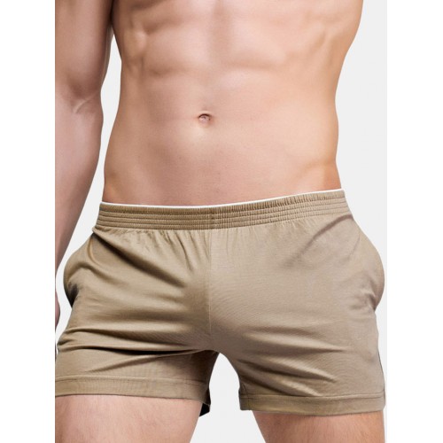 Mens Sexy Solid Color Cotton Boxer Shorts Comfortable Thin Breathable Home Casual Arrow Pants
