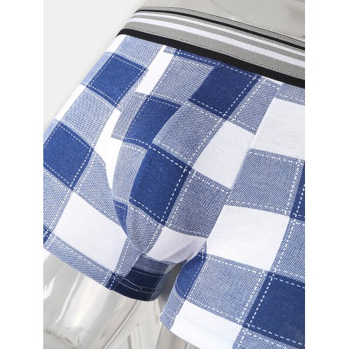 Cotton Plaid Thin Underwear Breathable Soft Patchwork Mid Waist Boxer Briefs Cotton Plaid Thin Underwear Breathable Soft Patchwork Mid Waist Boxer Briefs