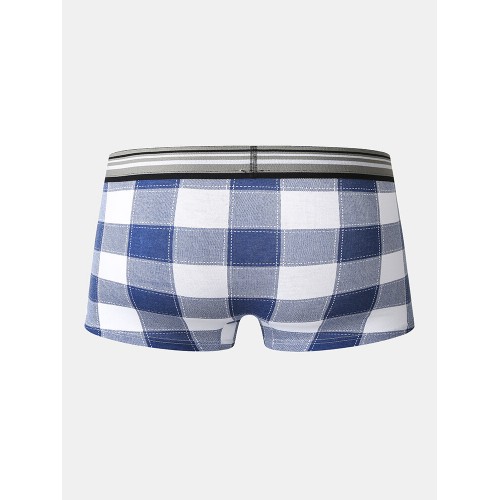 Cotton Plaid Thin Underwear Breathable Soft Patchwork Mid Waist Boxer Briefs Cotton Plaid Thin Underwear Breathable Soft Patchwork Mid Waist Boxer Briefs