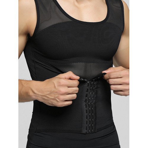 Men Thin Net Shapewear Tank Tops Tummy Control Nylon Breathable Hasp Waist Trainer Underwear Men Thin Net Shapewear Tank Tops Tummy Control Nylon Breathable Hasp Waist Trainer Underwear