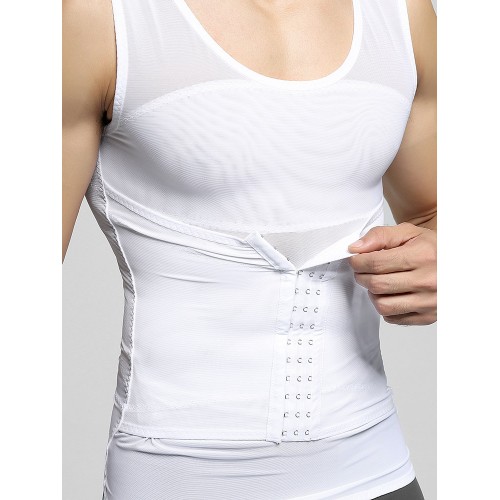 Men Thin Net Shapewear Tank Tops Tummy Control Nylon Breathable Hasp Waist Trainer Underwear Men Thin Net Shapewear Tank Tops Tummy Control Nylon Breathable Hasp Waist Trainer Underwear