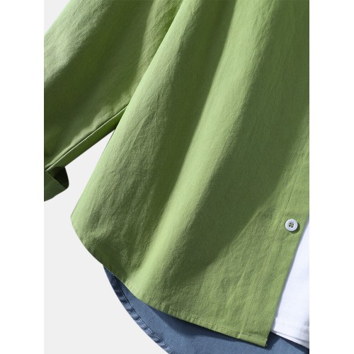 Mens 100% Cotton Contrast Patchwork Casual Chest Pocket Long Sleeve Shirts Mens 100% Cotton Contrast Patchwork Casual Chest Pocket Long Sleeve Shirts