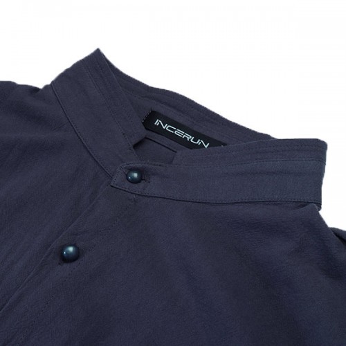 Vintage Chinese Style Stand Collar Casual Loose Shirt for Men Vintage Chinese Style Stand Collar Casual Loose Shirt for Men