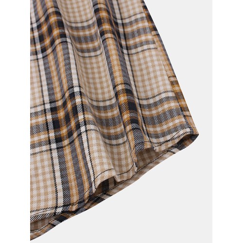 Mens Tartan Plaid Button Up Casual Long Sleeve Drawstring Hooded Shirts Mens Tartan Plaid Button Up Casual Long Sleeve Drawstring Hooded Shirts