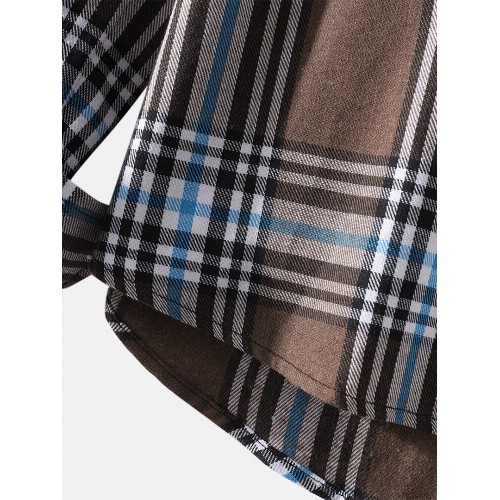 Mens Plaid Button Up Long Sleeve Casual Drawstring Hooded Shirts Mens Plaid Button Up Long Sleeve Casual Drawstring Hooded Shirts