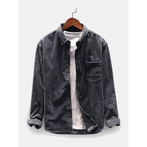 Men Casual Corduroy Loose Long Sleeve Shirt Turndown Collar Jacket Shirts Men Casual Corduroy Loose Long Sleeve Shirt Turndown Collar Jacket Shirts
