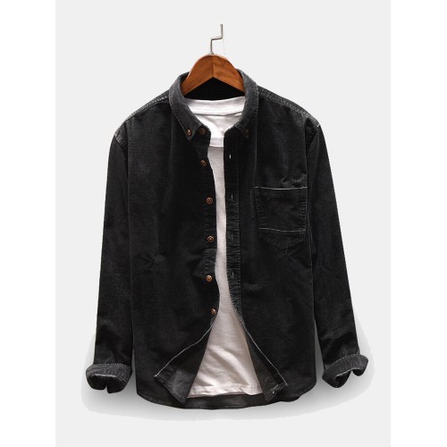 Men Casual Corduroy Loose Long Sleeve Shirt Turndown Collar Jacket Shirts Men Casual Corduroy Loose Long Sleeve Shirt Turndown Collar Jacket Shirts