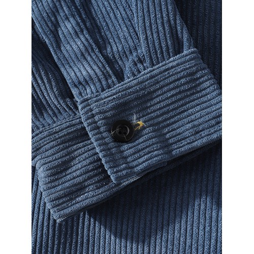 Mens Corduroy Color Block Patchwork Casual Long Sleeve Shirts With Pockets Mens Corduroy Color Block Patchwork Casual Long Sleeve Shirts With Pockets