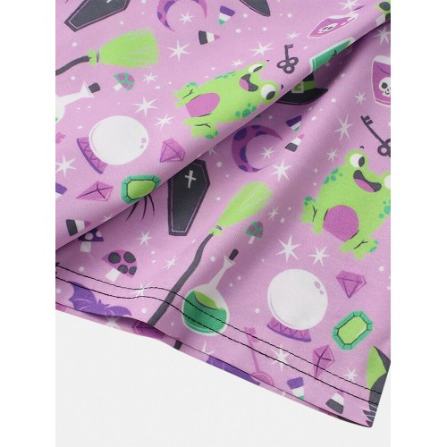 Men Fun Cartoon Halloween Printed Casual Curved Hem Shirt Men Fun Cartoon Halloween Printed Casual Curved Hem Shirt