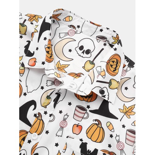 Mens Halloween Pumpkin Cartoon Funny Party Short Sleeve Shirts Mens Halloween Pumpkin Cartoon Funny Party Short Sleeve Shirts