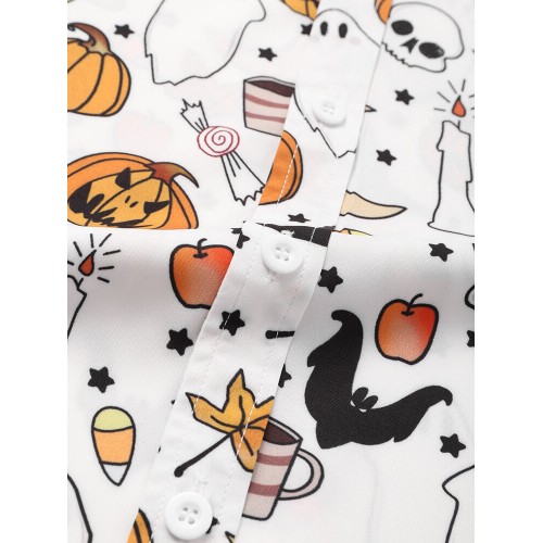 Mens Halloween Pumpkin Cartoon Funny Party Short Sleeve Shirts Mens Halloween Pumpkin Cartoon Funny Party Short Sleeve Shirts
