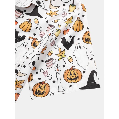 Mens Halloween Pumpkin Cartoon Funny Party Short Sleeve Shirts Mens Halloween Pumpkin Cartoon Funny Party Short Sleeve Shirts