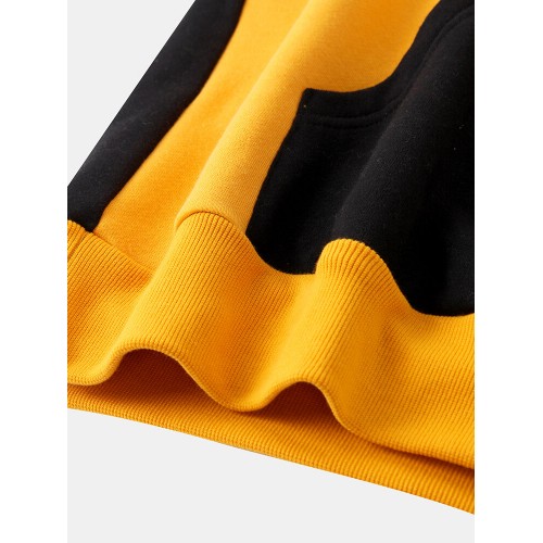 Mens Colorblock Stitching Kangaroo Pocket Loose Casual Pullover Hoodies Mens Colorblock Stitching Kangaroo Pocket Loose Casual Pullover Hoodies