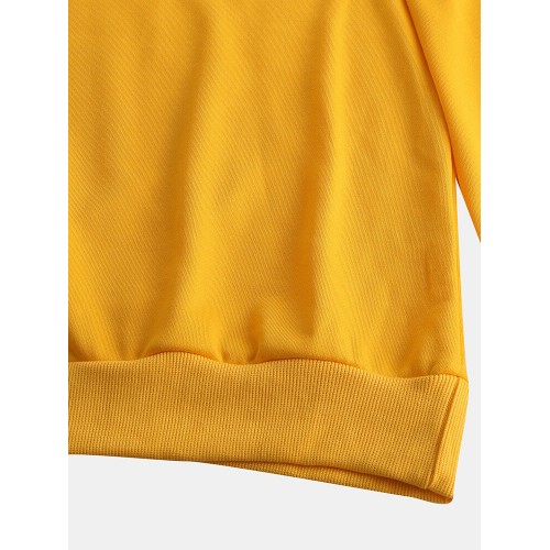 Mens Casual Loose Solid Color Pullover Sweatshirts With Cartoon Pineapple Mens Casual Loose Solid Color Pullover Sweatshirts With Cartoon Pineapple