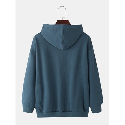 Mens Cartoon Planet Print Cotton Loose Casual Elastic Hem Pullover Hoodies Mens Cartoon Planet Print Cotton Loose Casual Elastic Hem Pullover Hoodies