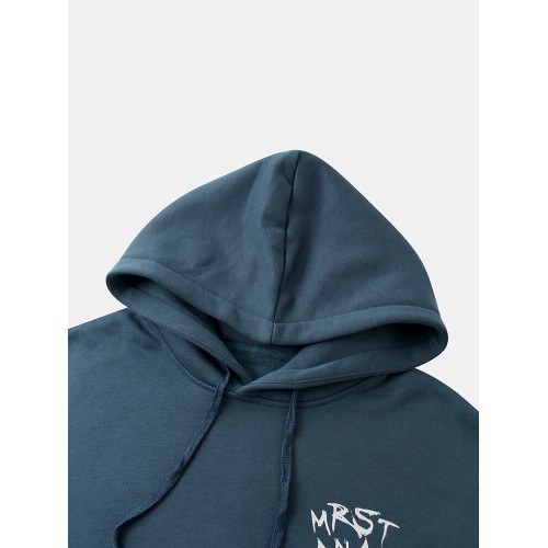 Mens Cartoon Planet Print Cotton Loose Casual Elastic Hem Pullover Hoodies Mens Cartoon Planet Print Cotton Loose Casual Elastic Hem Pullover Hoodies