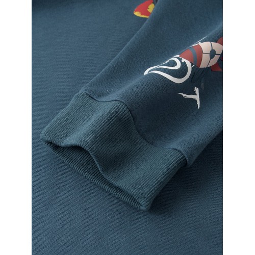 Mens Cartoon Planet Print Cotton Loose Casual Elastic Hem Pullover Hoodies Mens Cartoon Planet Print Cotton Loose Casual Elastic Hem Pullover Hoodies