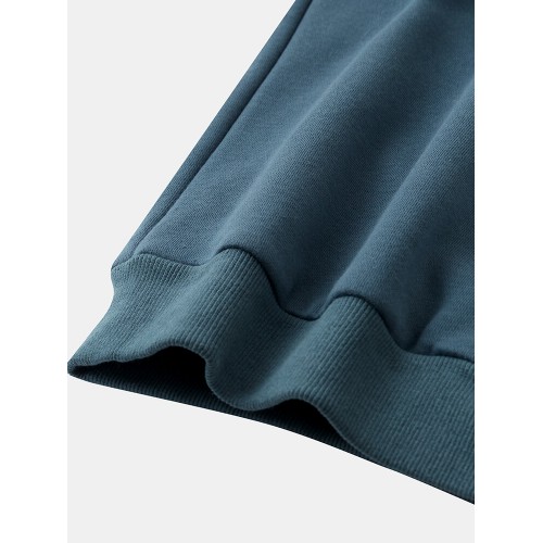 Mens Cartoon Planet Print Cotton Loose Casual Elastic Hem Pullover Hoodies Mens Cartoon Planet Print Cotton Loose Casual Elastic Hem Pullover Hoodies