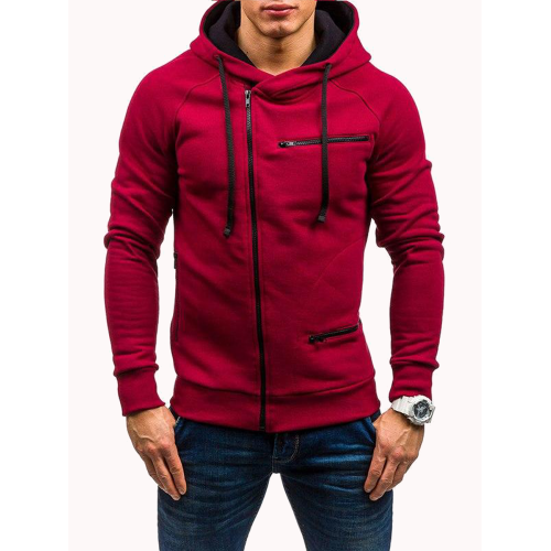 Men's Casual Sport Tilted Zipper Up Safe Zipper Pockets Drawstring Hooded Sweatshirts Men's Casual Sport Tilted Zipper Up Safe Zipper Pockets Drawstring Hooded Sweatshirts