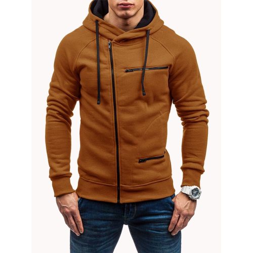 Men's Casual Sport Tilted Zipper Up Safe Zipper Pockets Drawstring Hooded Sweatshirts Men's Casual Sport Tilted Zipper Up Safe Zipper Pockets Drawstring Hooded Sweatshirts