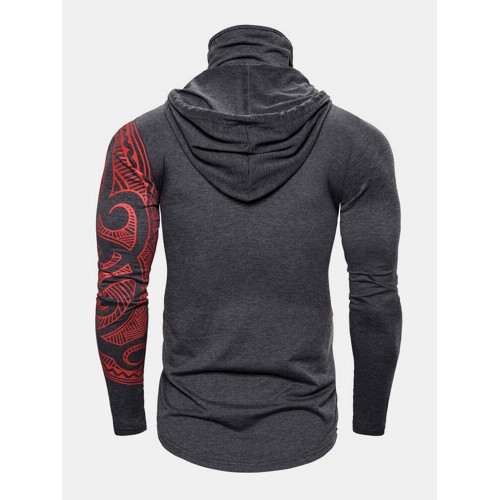 Mens Cotton Pattern Print Stretch Side Zip Regular Fit High Neck Hoodies Mens Cotton Pattern Print Stretch Side Zip Regular Fit High Neck Hoodies