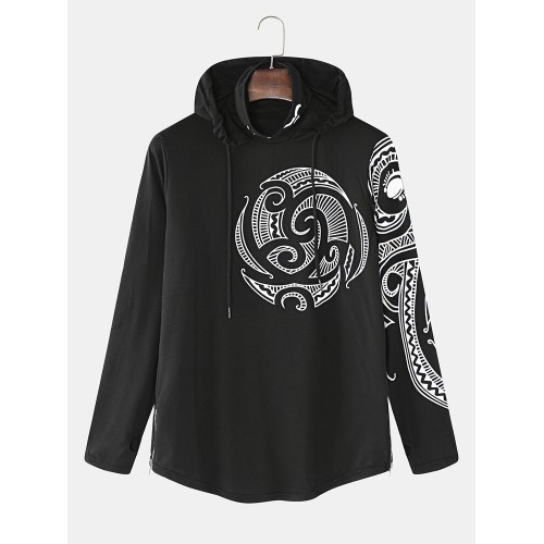 Mens Cotton Pattern Print Stretch Side Zip Regular Fit High Neck Hoodies Mens Cotton Pattern Print Stretch Side Zip Regular Fit High Neck Hoodies