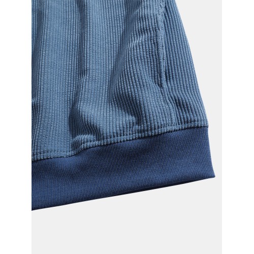 Mens Corduroy Solid Color Vintage Zipper Front Casual Hoodies With Pocket Mens Corduroy Solid Color Vintage Zipper Front Casual Hoodies With Pocket