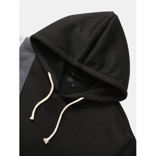 Mens Color Contrast With Irregular Stitching Drawstring Hoodies Mens Color Contrast With Irregular Stitching Drawstring Hoodies