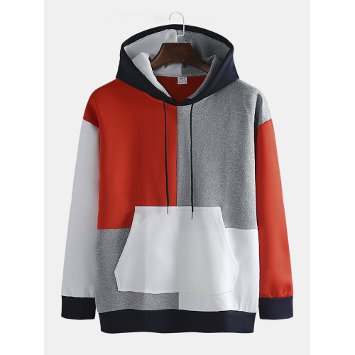 Mens Casual Colorblock Panel Streetwear Kangaroo Pockets Hoodies Mens Casual Colorblock Panel Streetwear Kangaroo Pockets Hoodies