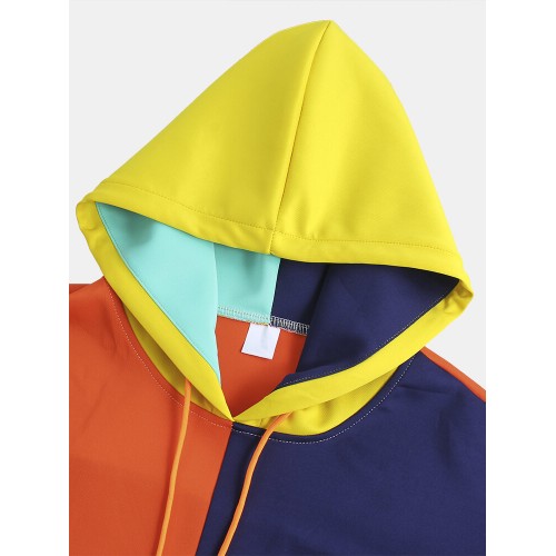 Mens Casual Colorblock Panel Streetwear Kangaroo Pockets Hoodies Mens Casual Colorblock Panel Streetwear Kangaroo Pockets Hoodies