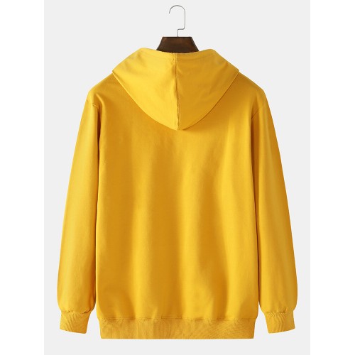 Mens Cotton Cartoon Astronaut Chest Print Solid Light Casual Hoodies With Muff Pocket Mens Cotton Cartoon Astronaut Chest Print Solid Light Casual Hoodies With Muff Pocket