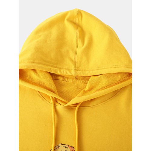 Mens Cotton Cartoon Astronaut Chest Print Solid Light Casual Hoodies With Muff Pocket Mens Cotton Cartoon Astronaut Chest Print Solid Light Casual Hoodies With Muff Pocket