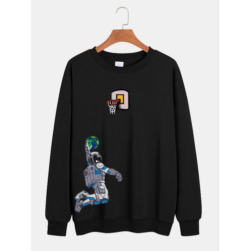 Mens Astronaut Graphic Print Relaxed Fit Round Neck Lounge Sweatshirt Mens Astronaut Graphic Print Relaxed Fit Round Neck Lounge Sweatshirt